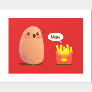 Funny French Fries Cute Kawaii Potato Posters and Art